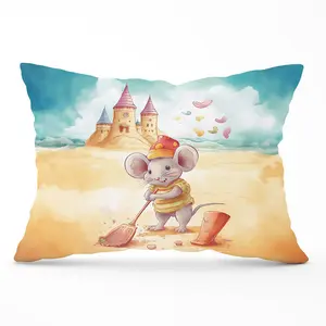 Mouse On A Beach Holiday Cushions 33cm x 48cm