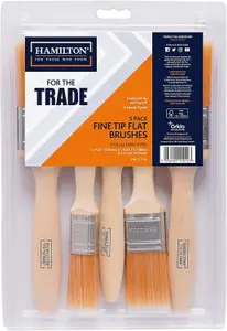 Hamilton for The Trade Emulsion & Gloss Fine Tip Flat Brushes- 5 Brush Pack -1", 1.5", 2"