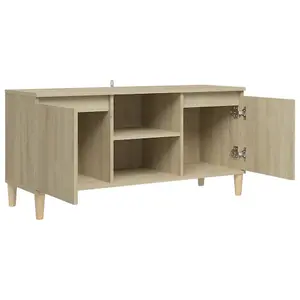 Berkfield TV Cabinet with Solid Wood Legs Sonoma Oak 103.5x35x50 cm