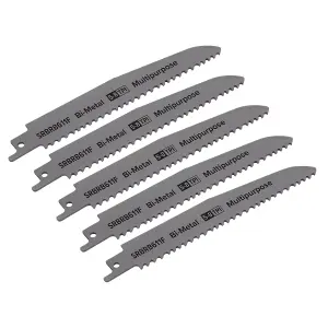 Sealey 150mm 5-8TPI Multipurpose Reciprocating Saw Blade - Pack of 5 SRBRB611F