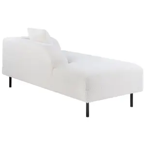 Right Hand Boucle Chaise Lounge White LE CRAU