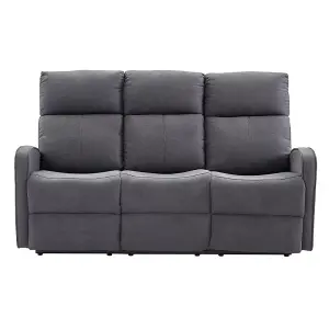 3+2 Manual Reclining Sofa Set with Cup Holders in Dark Grey Fabric - Parma