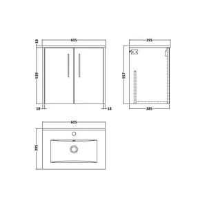 Juno 600mm Wall Hung Single Vanity Unit White Ash