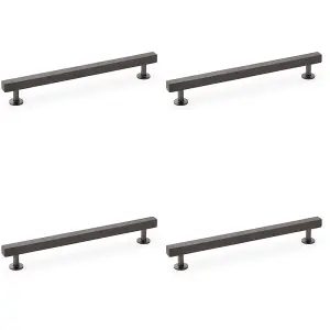 4 PACK - Straight Square Bar Pull Handle - Dark Bronze 192mm Centres SOLID BRASS Drawer