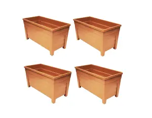 4 x 55cm Grosvenor Trough Plastic Patio Planter Rectangle 55cm Terracotta Colour