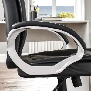 Vida Designs Charlton Black Executive Office Computer Chair Adjustable Swivel PU Faux-Leather