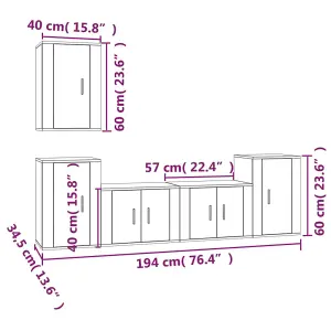 Berkfield 5 Piece TV Cabinet Set High Gloss White Engineered Wood