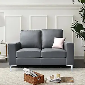 Baltic Faux Leather 2 Seater Sofa In Dark Grey