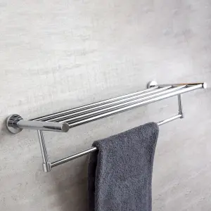 Ronda Bathroom Wall Mounted Chrome Towel Shelf