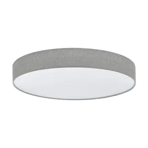 Flush Ceiling Light Colour White Shade Grey White Fabric Linen Plastic LED 60W