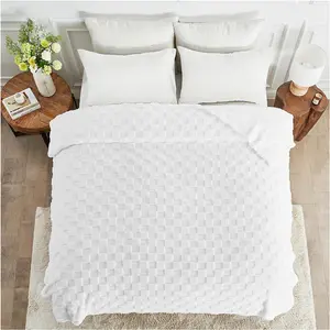 Throw Fluffy Fleece Blankets For Bed, Couch, Sofa, Settee Comfortable Thermal, Warm, Cosy Blankets & Throws 200X240 cm White