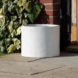 Primrose White Medium Garden Polystone Outdoor Cylinder Planter Diameter 45cm