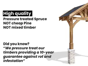 Dunster House Wooden Porch Canopy Kit 2m x 1.5m Pressure Treated Door Shelter Thunderdam Half Height 2 Post