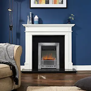 Focal Point Finsbury 2kW Chrome effect Electric Fire With reflective glass flame (H)555mm (W)390mm (D)114mm