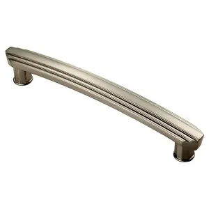 Ridge Design Curved Cabinet Pull Handle 160mm Fixing Centres Satin Nickel