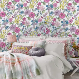 Laura Ashley Gilly Multicolour Floral Smooth Wallpaper