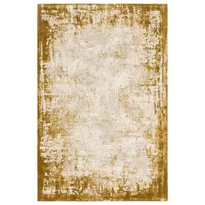 Gold Abstract Luxurious Modern Easy To Clean Rug For Dining Room Bedroom & Living Room-160cm X 230cm