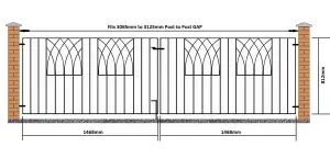 ABBI Metal Scroll Driveway Gate 3095mm GAP x 812mm High ABZP12