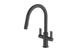 Clearwater Kira C Spout Pull Out With Twin Spray Kitchen Matt Black - KIR30MB