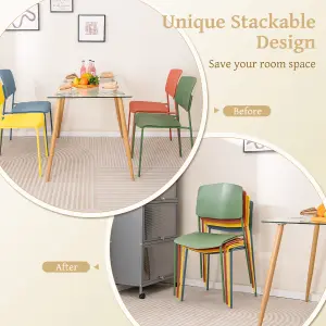 COSTWAY Dining Chair Set of 4 Armless Side Chairs Stackable Kitchen Chairs