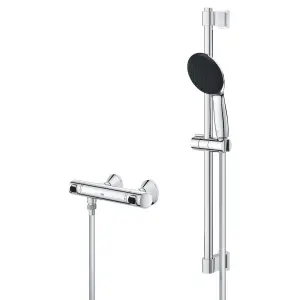 Grohe Precision Flow 600 Gloss Chrome effect Wall-mounted Thermostatic Mixer shower kit