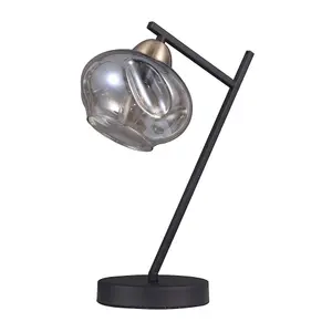 Luminosa Industrial And Retro Table Lamp Black Matt 1 Light  with Cognac Shade, E14