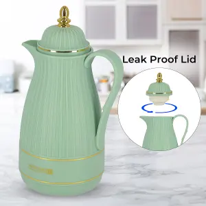 Royalford Glass Vacuum Flask Tea Carafe Airpot 1000ML, Green