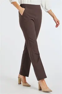 Bonmarche Brown Straight Leg Pull-On Elasticated Trousers, Size: 26