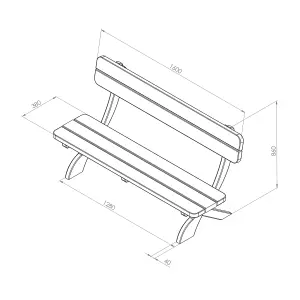 Zest Harriet Wooden Garden Park Bench Seat Chair 3 Seater Curved 1.6m