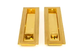 From The Anvil Polished Brass 250mm Art Deco Rectangular Pull - Privacy Set