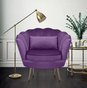 Velvet Purple Daisy Accent Chair