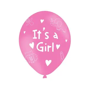 Amscan Its A Girl Latex Baby Shower Balloon (Pack of 6) Pink/White (One Size)