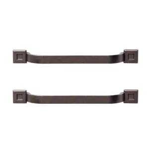 GoodHome Murri Pewter effect Silver Kitchen cabinets Bow Pull Handle (L)22cm (D)31mm, Pack of 2