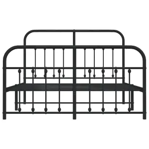 Berkfield Metal Bed Frame with Headboard and Footboard Black 150x200 cm