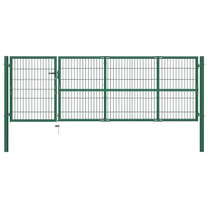 Berkfield Garden Fence Gate with Posts 350x100 cm Steel Green