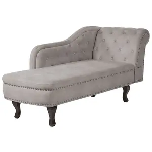 Right Hand Chaise Lounge Velvet Taupe NIMES