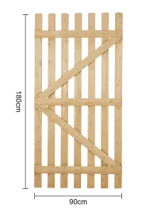 Pine Wooden Garden Gate Fence Gate With Latch Freestanding Wood Door Partition for Home Yard H 180 cm