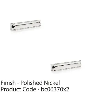 2 PACK - Backplate Cup Handle Polished Nickel 203mm Centre Solid Brass Shaker Drawer Pull