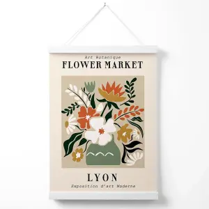 Lyon Beige and Green Flower Market Exhibition Poster with Hanger / 33cm / White