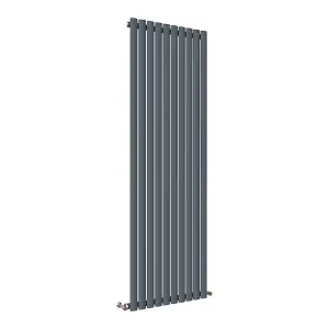 Vertical Anthracite Single Oval Panel Radiator (H)1800mm x (W)590mm, 6260 BTU.