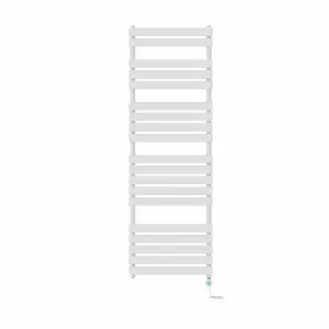 Rinse Bathrooms 1800x600mm White Flat Panel Electric Heated Towel Rail Thermostatic Timer Bathroom Towel Radiator 1000W