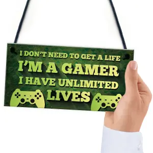 Gaming Sign Bedroom Accessories Hanging Sign For Boys Bedroom Gift For Gamer