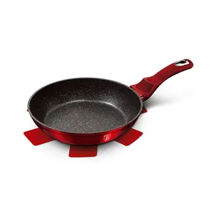 BERLINGER HAUS 28cm Frying Pan Aluminium Non Stick Marble Coating Metallic Soft Touch Red