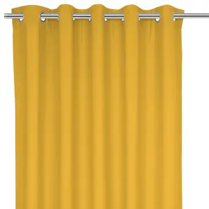 Hiva Yellow Solid dyed Lined Eyelet Curtain (W)117cm (L)137cm, Pair