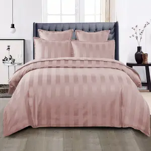 Renze Microfiber 250 TC Reversible Stripe Duvet Cover Set with Pillowcases Peach / Single Duvet Cover + 1 Standard  Pillowcase