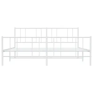 Berkfield Metal Bed Frame with Headboard and Footboard White 193x203 cm