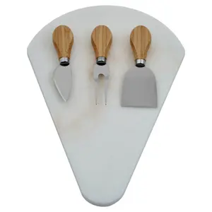 Maison by Premier Kindia White Fan Shaped Marble Cheese Board with 3 cutters