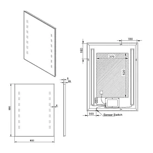 SunDaze 600 x 800mm Illuminated LED Light Bathroom Mirror Anti-fog with Demister Pad Sensor