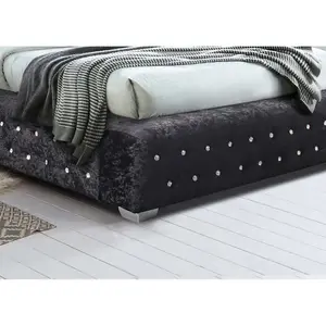 Birlea Grande King Bed Black Crushed Velvet