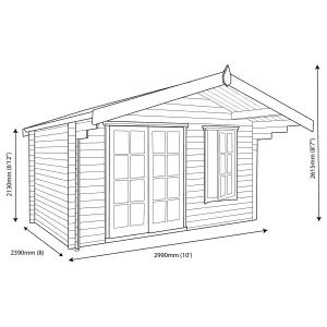 Shire Cannock 10x8 ft Toughened glass & 1 window Apex Wooden Cabin with Felt tile roof